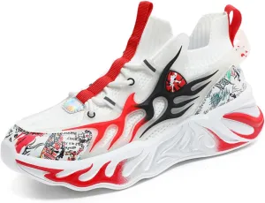 Mens Basketball Shoes High Top Sneakers Durable Lace-up Non-Slip Running Shoes Safe for Little Kids Big Kids Boys Girls