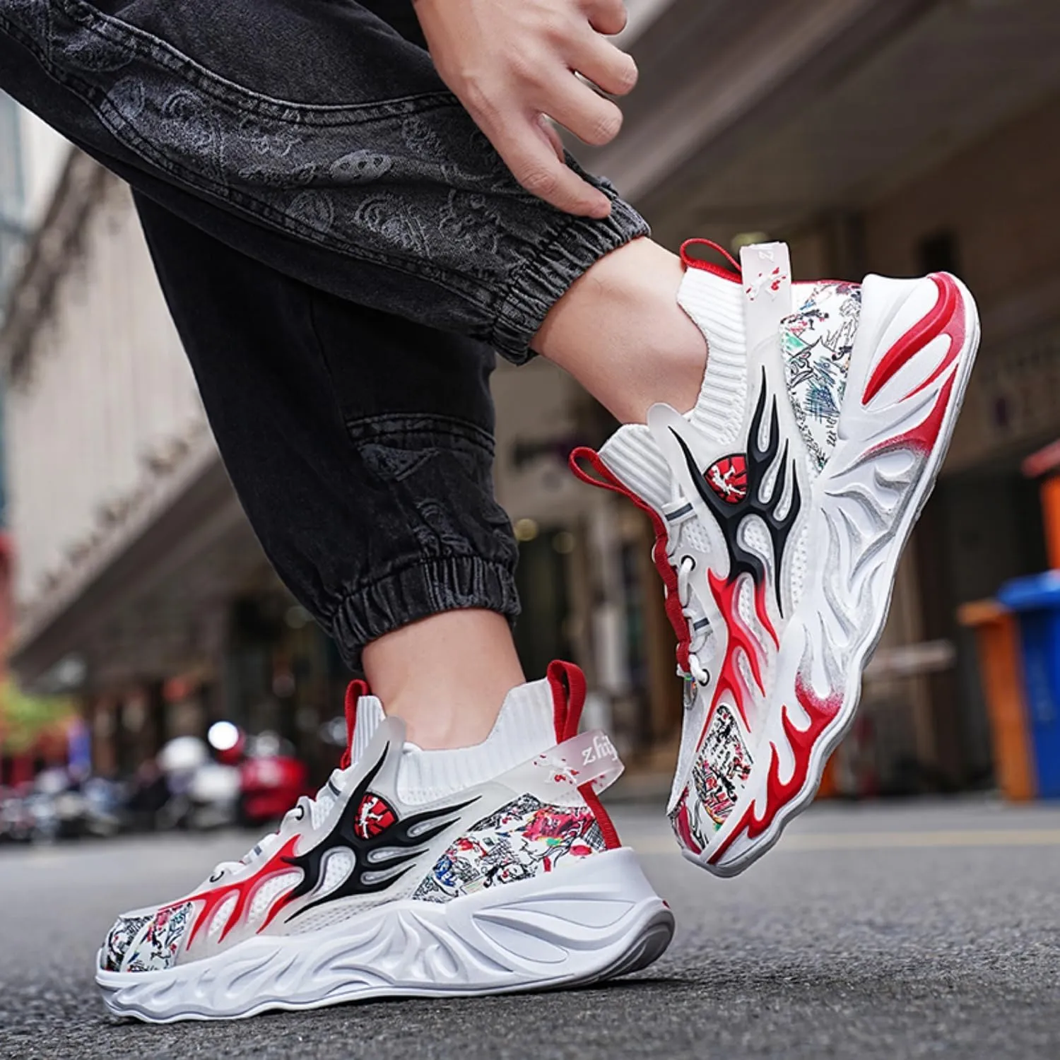 Mens Basketball Shoes High Top Sneakers Durable Lace-up Non-Slip Running Shoes Safe for Little Kids Big Kids Boys Girls