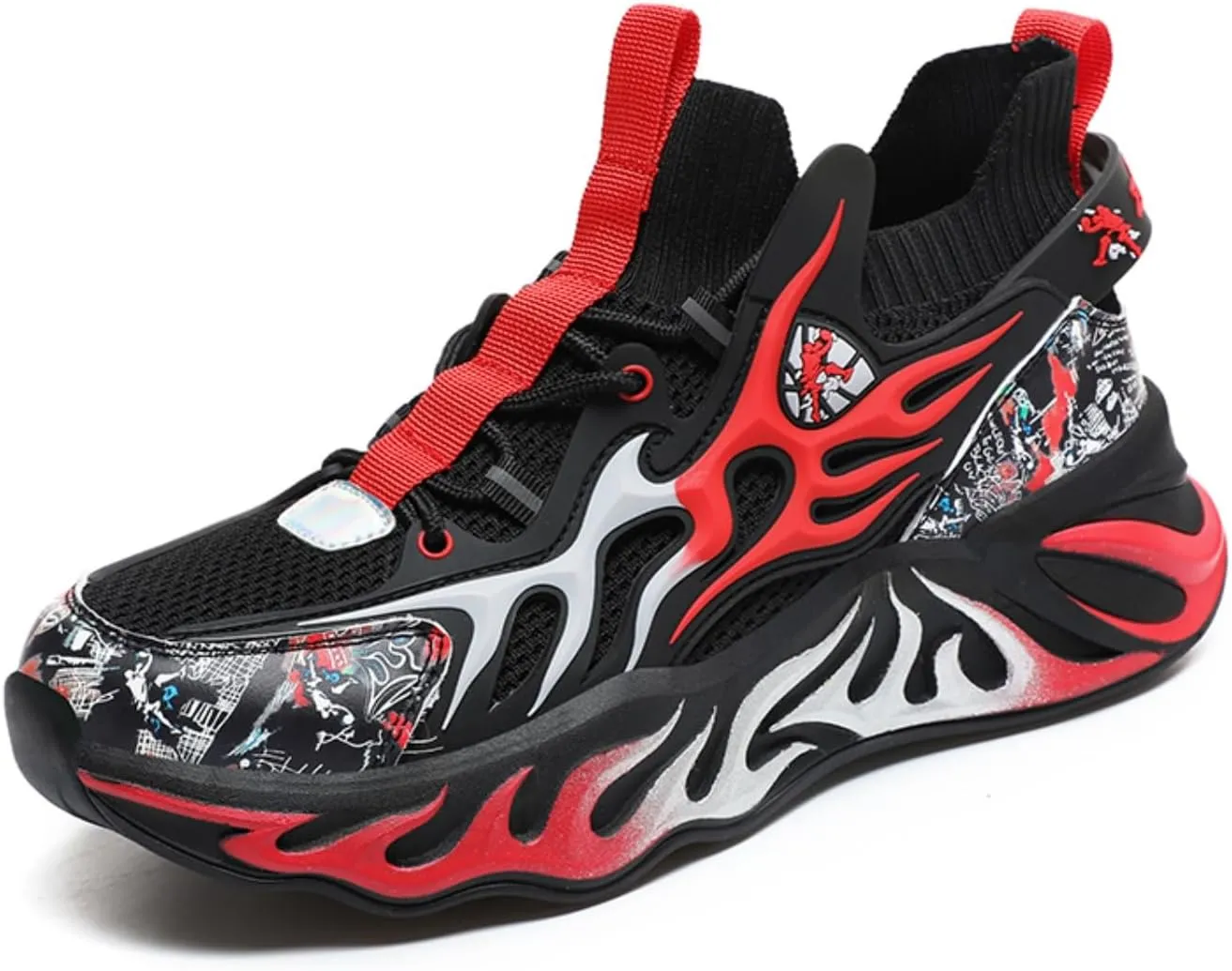 Mens Basketball Shoes High Top Sneakers Durable Lace-up Non-Slip Running Shoes Safe for Little Kids Big Kids Boys Girls