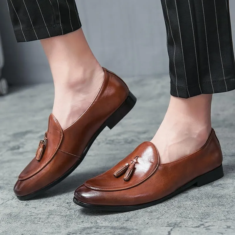 Men's Casual Leather Shoes Fashion Sneakers Slip On Handmade Male Loafers Walking Driving Shoes for Men