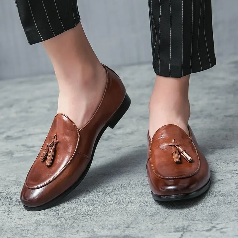Men's Casual Leather Shoes Fashion Sneakers Slip On Handmade Male Loafers Walking Driving Shoes for Men