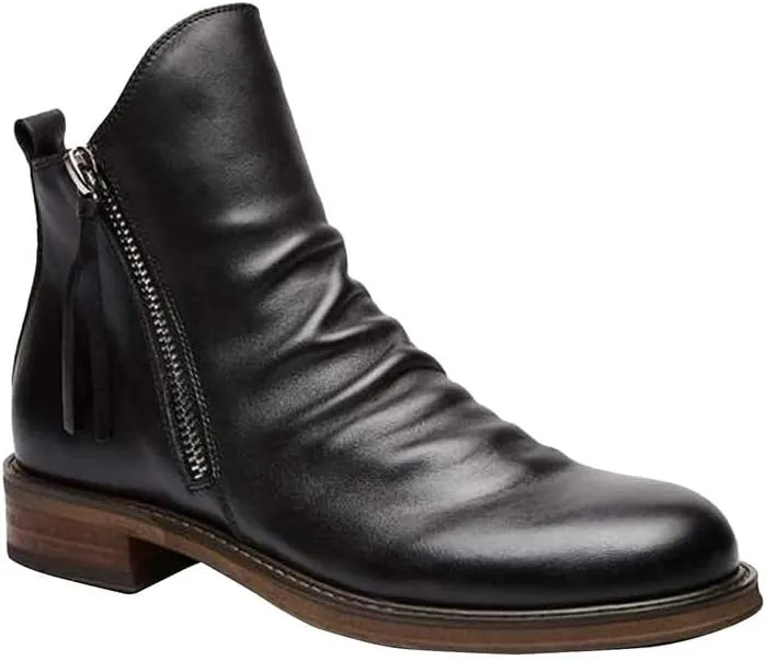 Mens Chelsea Boots Breathable Leather Lightweight Zippered Dress Boots Cowboy Boots Chukka Ankle Boots