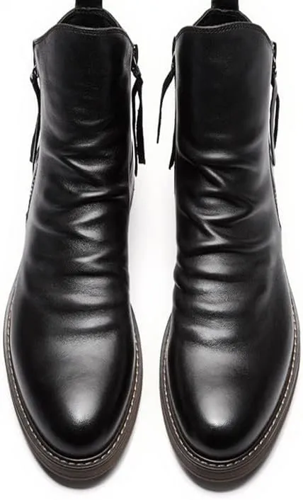 Mens Chelsea Boots Breathable Leather Lightweight Zippered Dress Boots Cowboy Boots Chukka Ankle Boots