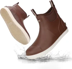 Men's Deck Boots Waterproof Fishing Rain Boots, Anti-Slip Rubber Boots Ankle Booties, High-Performance Footwear Chelsea Boots for Gardening Boating Camping Sailing
