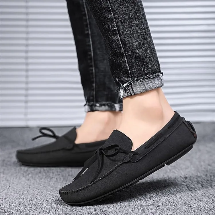 Men's Genuine Leather Loafers with Tassel, Suede Vamp, Deck Shoes with Stitching Details, Lightweight, Anti-Slip, Outdoor Slip-Ons