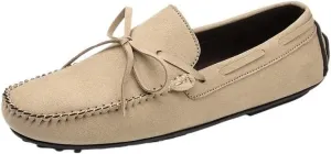 Men's Genuine Leather Loafers with Tassel, Suede Vamp, Deck Shoes with Stitching Details, Lightweight, Anti-Slip, Outdoor Slip-Ons