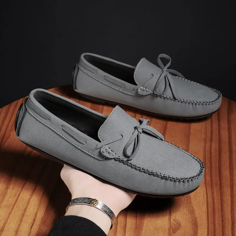 Men's Genuine Leather Loafers with Tassel, Suede Vamp, Deck Shoes with Stitching Details, Lightweight, Anti-Slip, Outdoor Slip-Ons