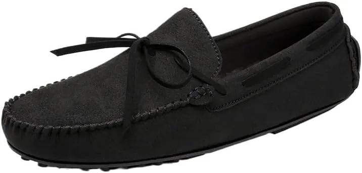 Men's Genuine Leather Loafers with Tassel, Suede Vamp, Deck Shoes with Stitching Details, Lightweight, Anti-Slip, Outdoor Slip-Ons