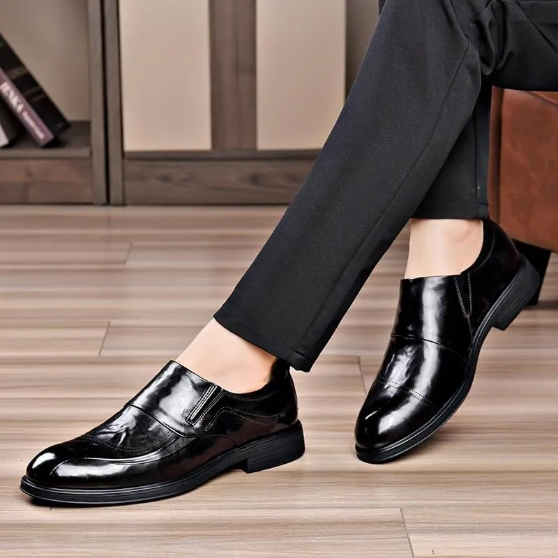 Men's Hands Free Slip On Walking Leather Shoes Loafers Casual Slip on Lightweight Business Formal Shoes