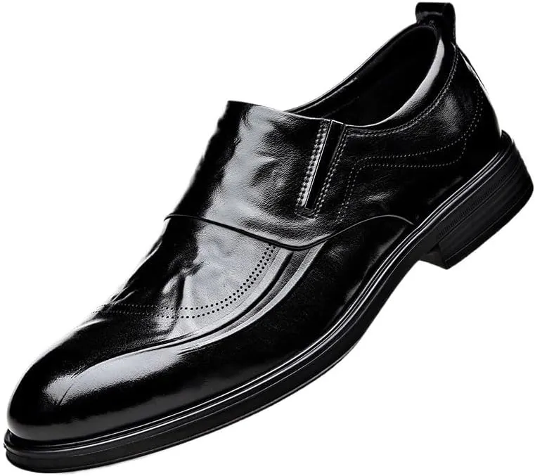 Men's Hands Free Slip On Walking Leather Shoes Loafers Casual Slip on Lightweight Business Formal Shoes