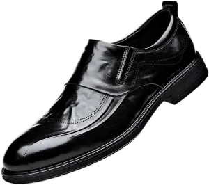 Men's Hands Free Slip On Walking Leather Shoes Loafers Casual Slip on Lightweight Business Formal Shoes