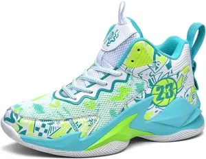 Mens High Top Lace Up Fashion Basketball Shoes with Arch Support Soft Running Shoes Non-Slip Train Sport Volleyball Sneakers (Light Blue,10)