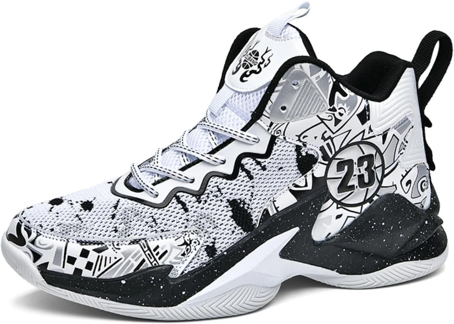 Mens High Top Lace Up Fashion Basketball Shoes with Arch Support Soft Running Shoes Non-Slip Train Sport Volleyball Sneakers Light Blue
