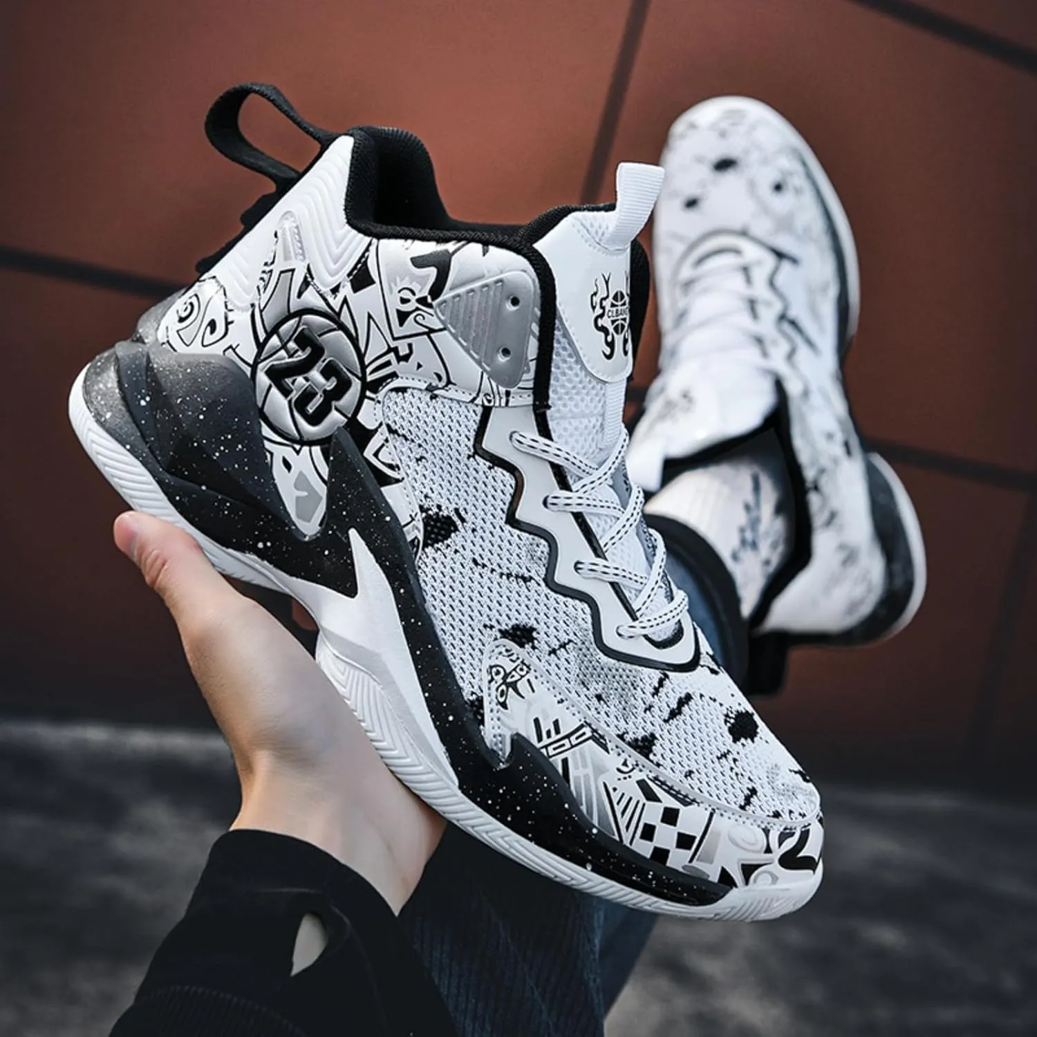 Mens High Top Lace Up Fashion Basketball Shoes with Arch Support Soft Running Shoes Non-Slip Train Sport Volleyball Sneakers Light Blue