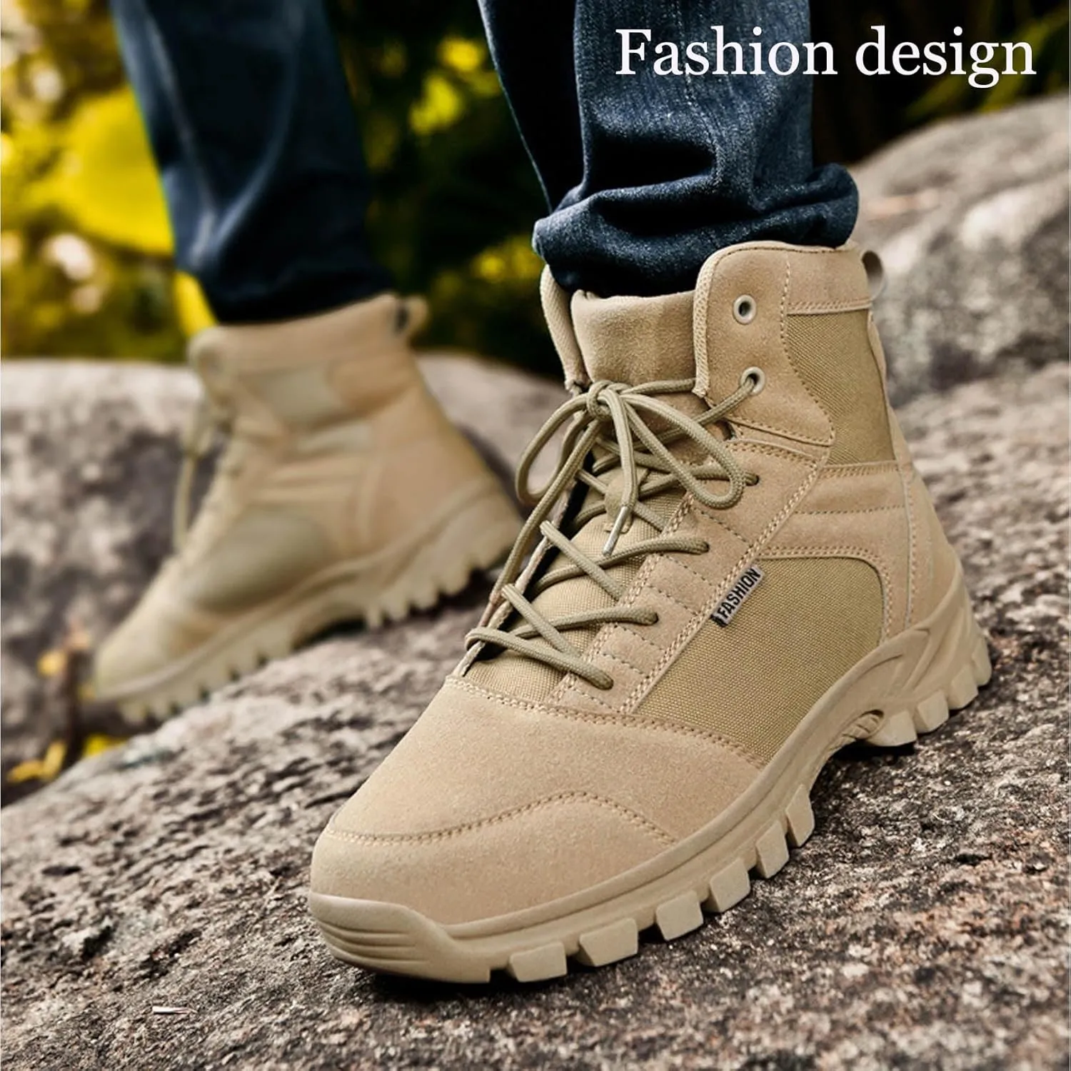 Men's Hiking Boots 6 Inches Tactical Work Boot Lightweight Suede Leather Military Combat Motorcycle Boots