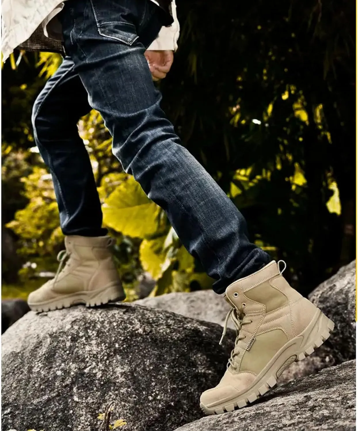 Men's Hiking Boots 6 Inches Tactical Work Boot Lightweight Suede Leather Military Combat Motorcycle Boots