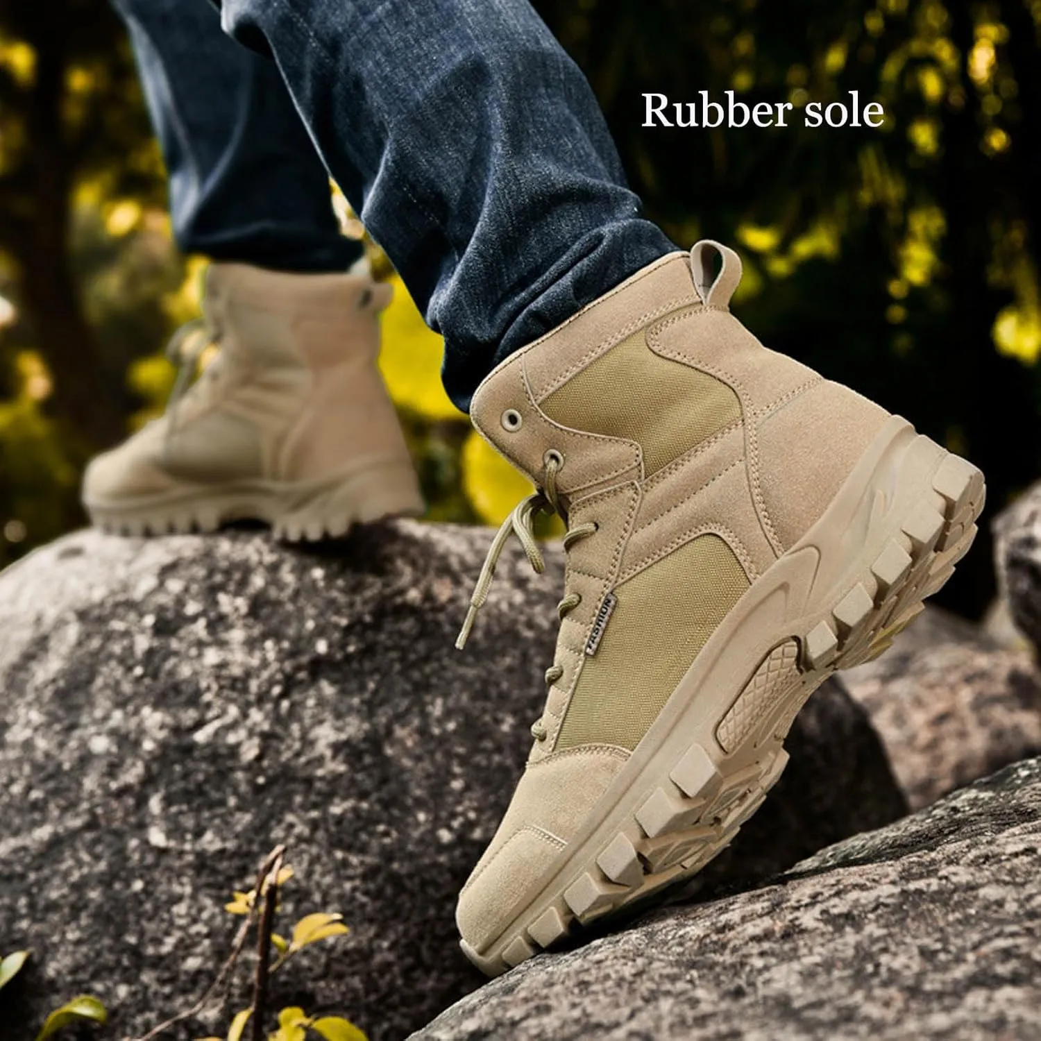 Men's Hiking Boots 6 Inches Tactical Work Boot Lightweight Suede Leather Military Combat Motorcycle Boots