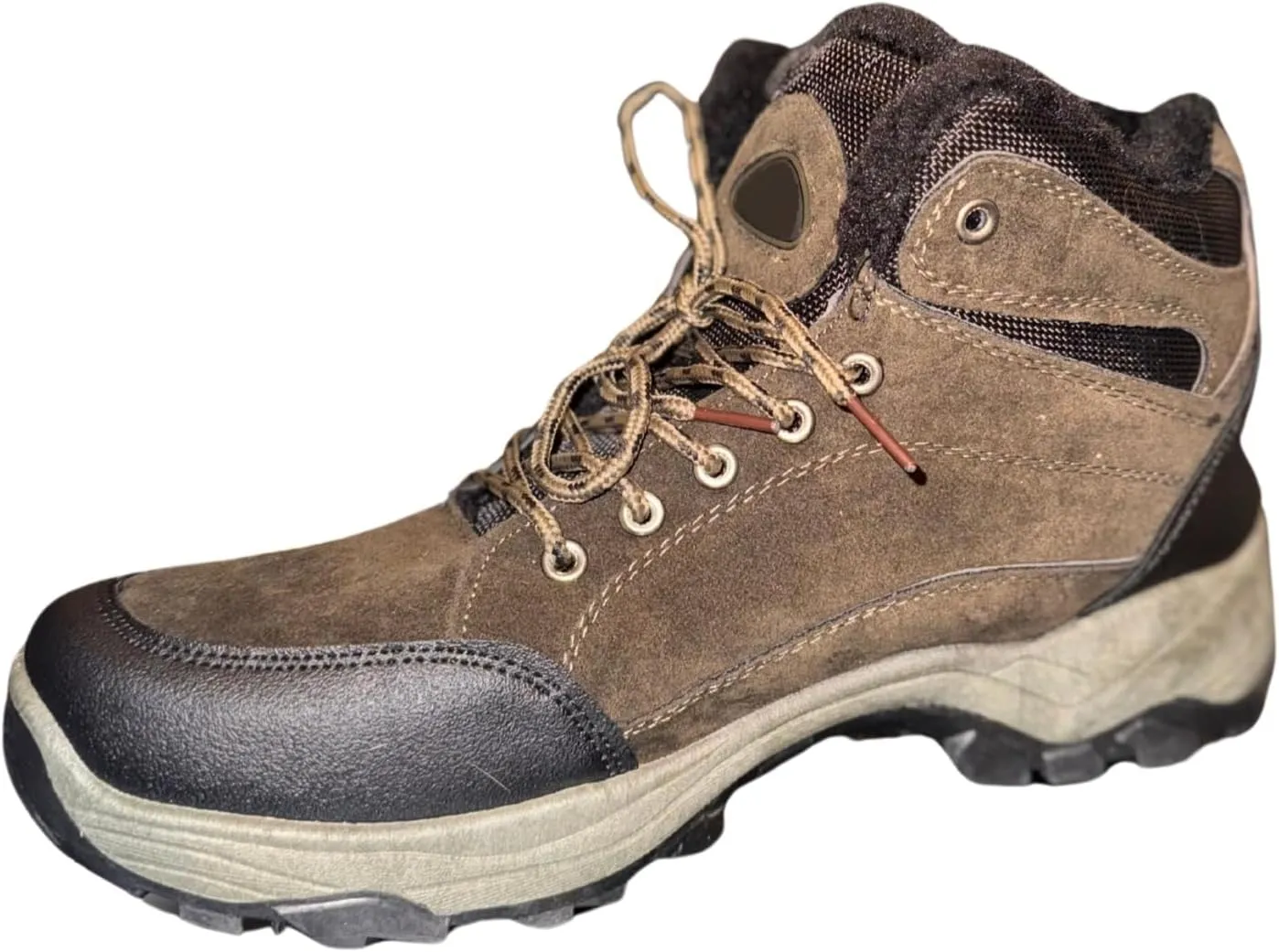 Men's Hiking Boots, Brown Suede Leather, Waterproof Mid-Top, Outdoor Trail Shoes