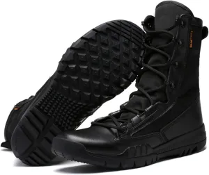 Men's Leather Military Tactical Boots Lightweight Work Boots Desert Combat Boots with Lifting Shoe String