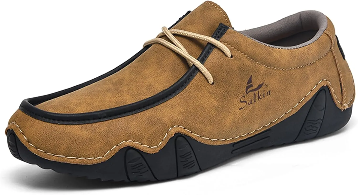Men's Leather Slip On Casual Low Loafers Lightweight Non-Slip Flat Driving Walking Shoes Soft Moccasin Shoes