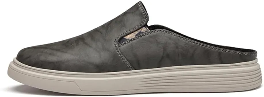 Men's Leather Slip-on Clog Shoes Comfort Soft Casual Sneaker Wear-Resistant Platform Outdoor Walking Driving Loafers