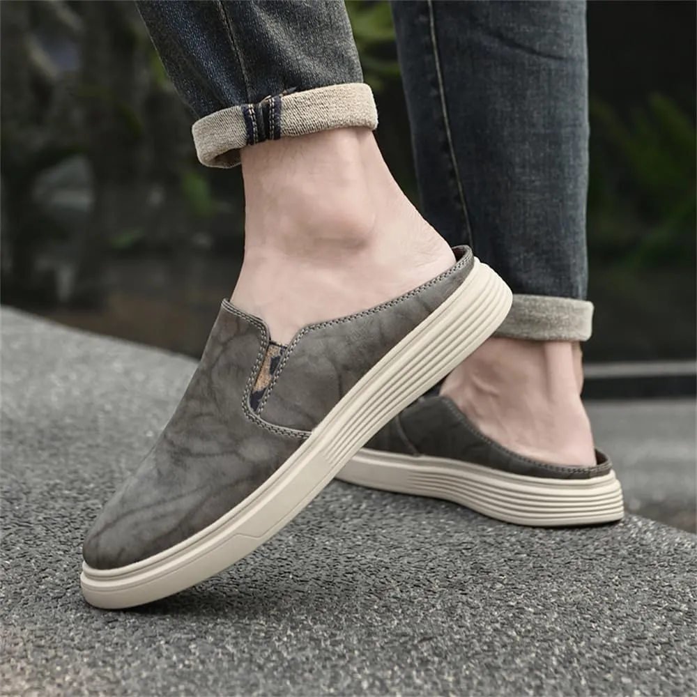 Men's Leather Slip-on Clog Shoes Comfort Soft Casual Sneaker Wear-Resistant Platform Outdoor Walking Driving Loafers