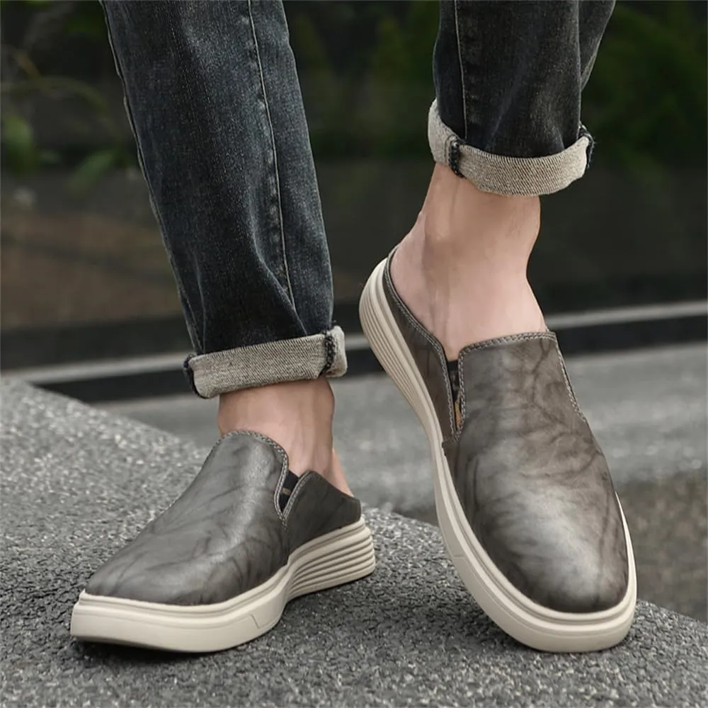 Men's Leather Slip-on Clog Shoes Comfort Soft Casual Sneaker Wear-Resistant Platform Outdoor Walking Driving Loafers