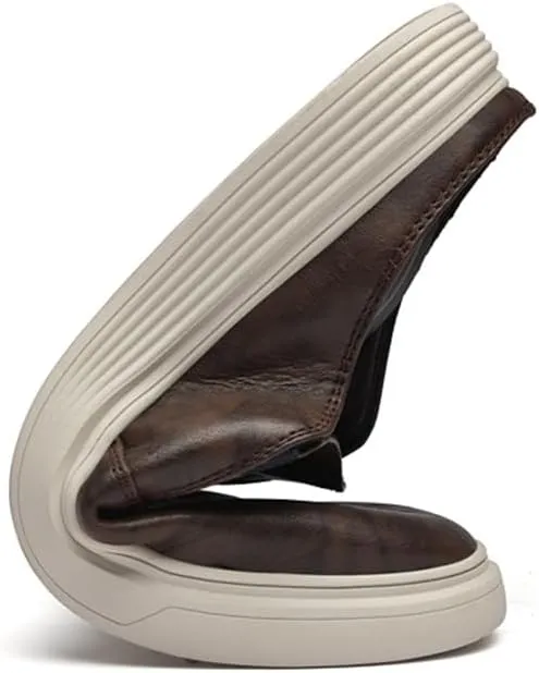 Men's Leather Slip-on Clog Shoes Comfort Soft Casual Sneaker Wear-Resistant Platform Outdoor Walking Driving Loafers