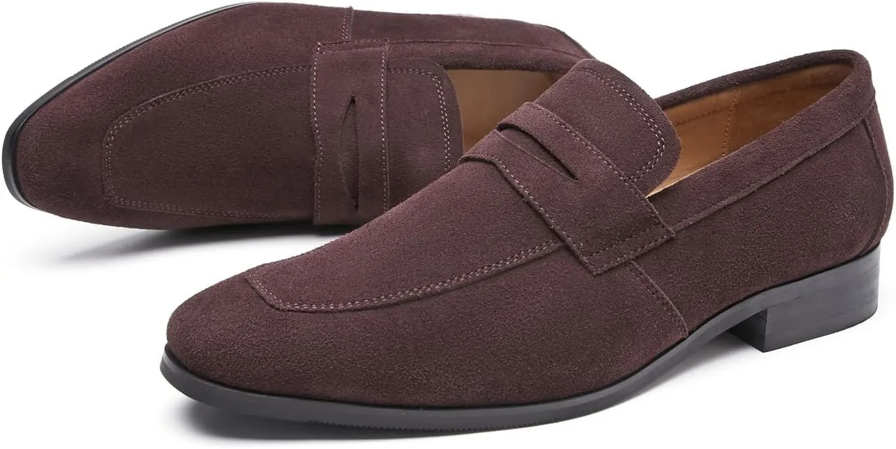 Men's Loafers Formal Dress Slip On Shoes Suede Leather Wedding Tuxedo Casual Shoes for Men