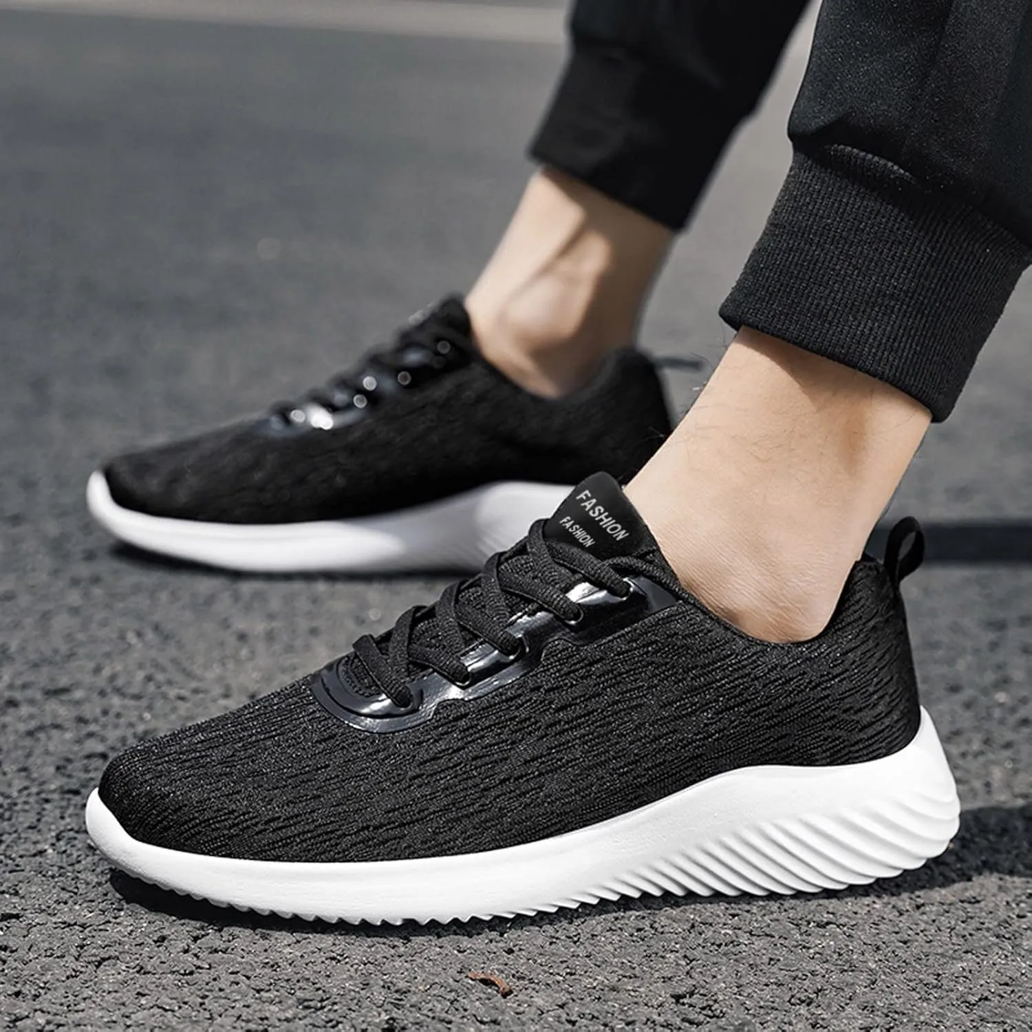 Men's Non Slip Running Shoes Breathable Casual Walking Sneakers Fashion Soft Bottom Lace Up Workout Sports Shoes