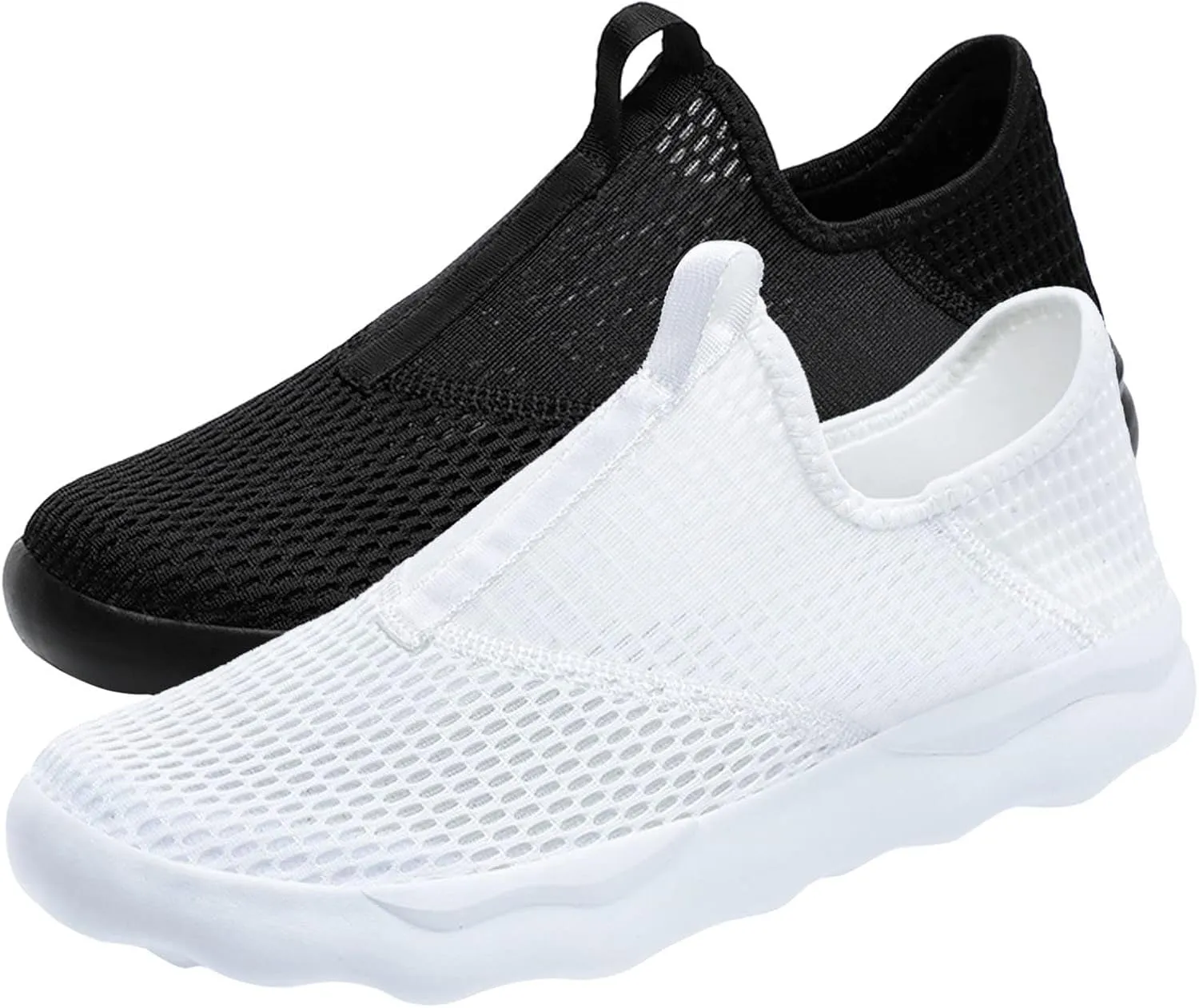Men's Non Slip Walking Running Shoes Quick Drying Breathable Mesh Fashionable Ultra Lightweight Comfortable Athletic Sneakers for Gym Training & Casual Walking for Men Black Footwea