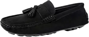 Men's PU Loafers with Tassel, Round Toe, Suede Vamp, Anti-Slip Flat Heel, Comfortable Slip-Ons with Stitching Details for Parties