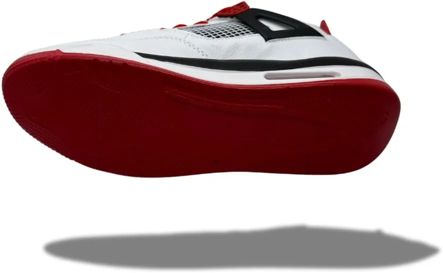 Men's Retro Basketball Sneakers with Air Cushioning, High-Performance Grip Sole, and Premium Comfort - White/Red/Black