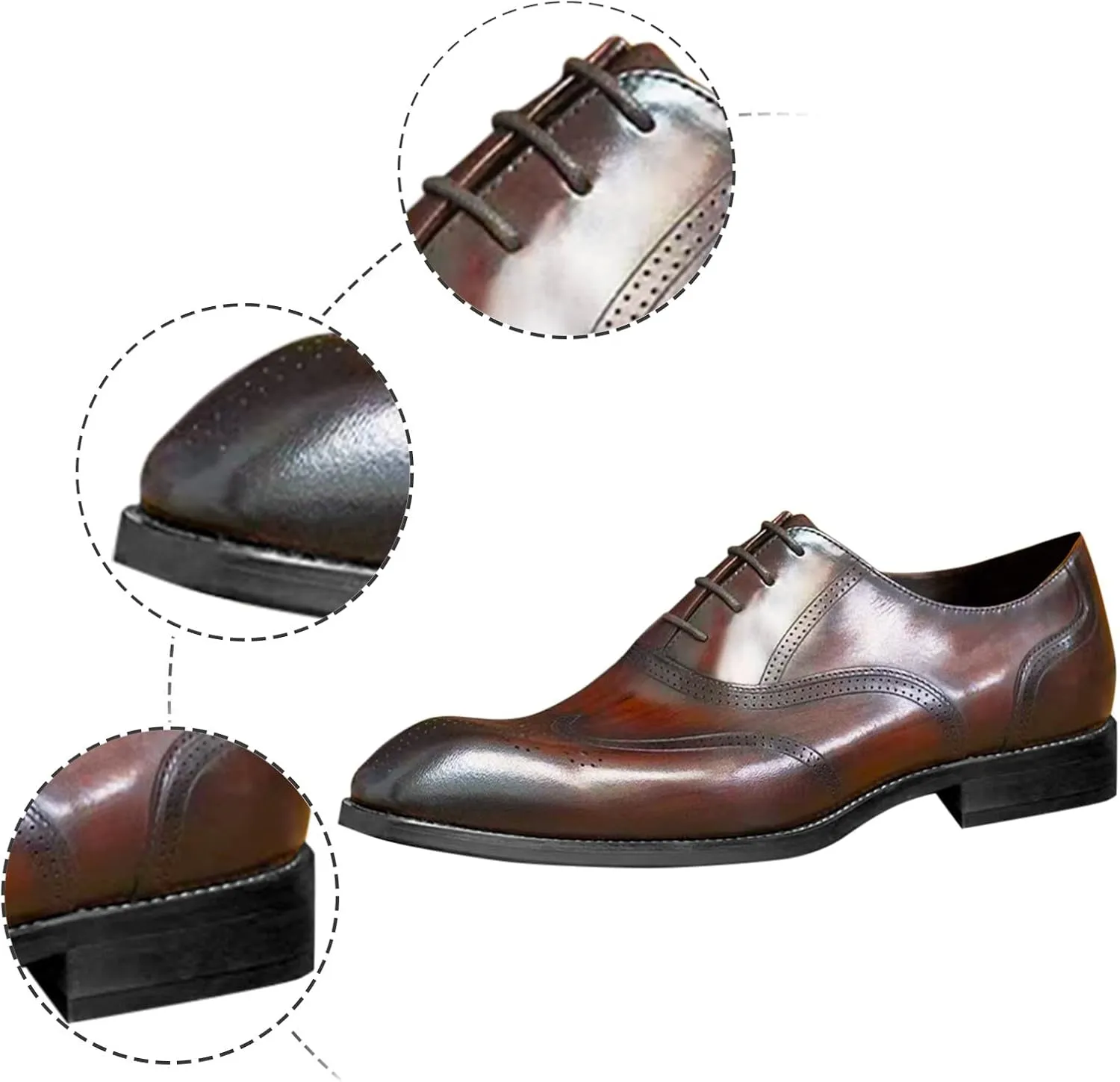 Mens Retro Wingtip Oxfords Comfortable Oxfords for Men Elegant Weding Dating Dress Shoes with Low Heel Supple Business Formal Shoes for Men Retro Matte Leather Shoe Casual Brogues Man