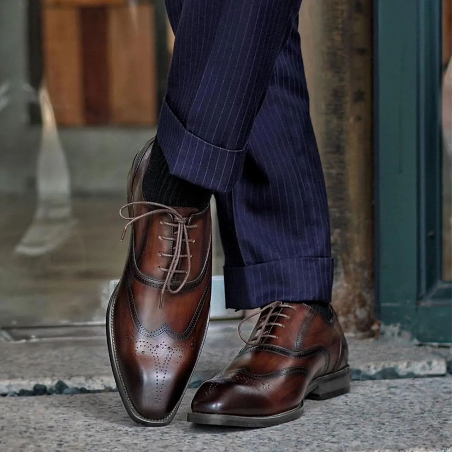 Mens Retro Wingtip Oxfords Comfortable Oxfords for Men Elegant Weding Dating Dress Shoes with Low Heel Supple Business Formal Shoes for Men Retro Matte Leather Shoe Casual Brogues Man