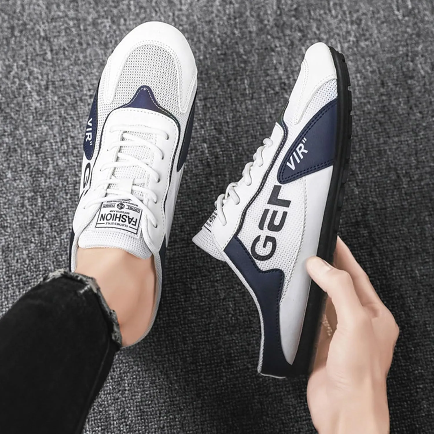Mens Slip On Spring New Men's Shoes Korean Trendy All Casual Shoes Lazy Half Slip On Toe Men