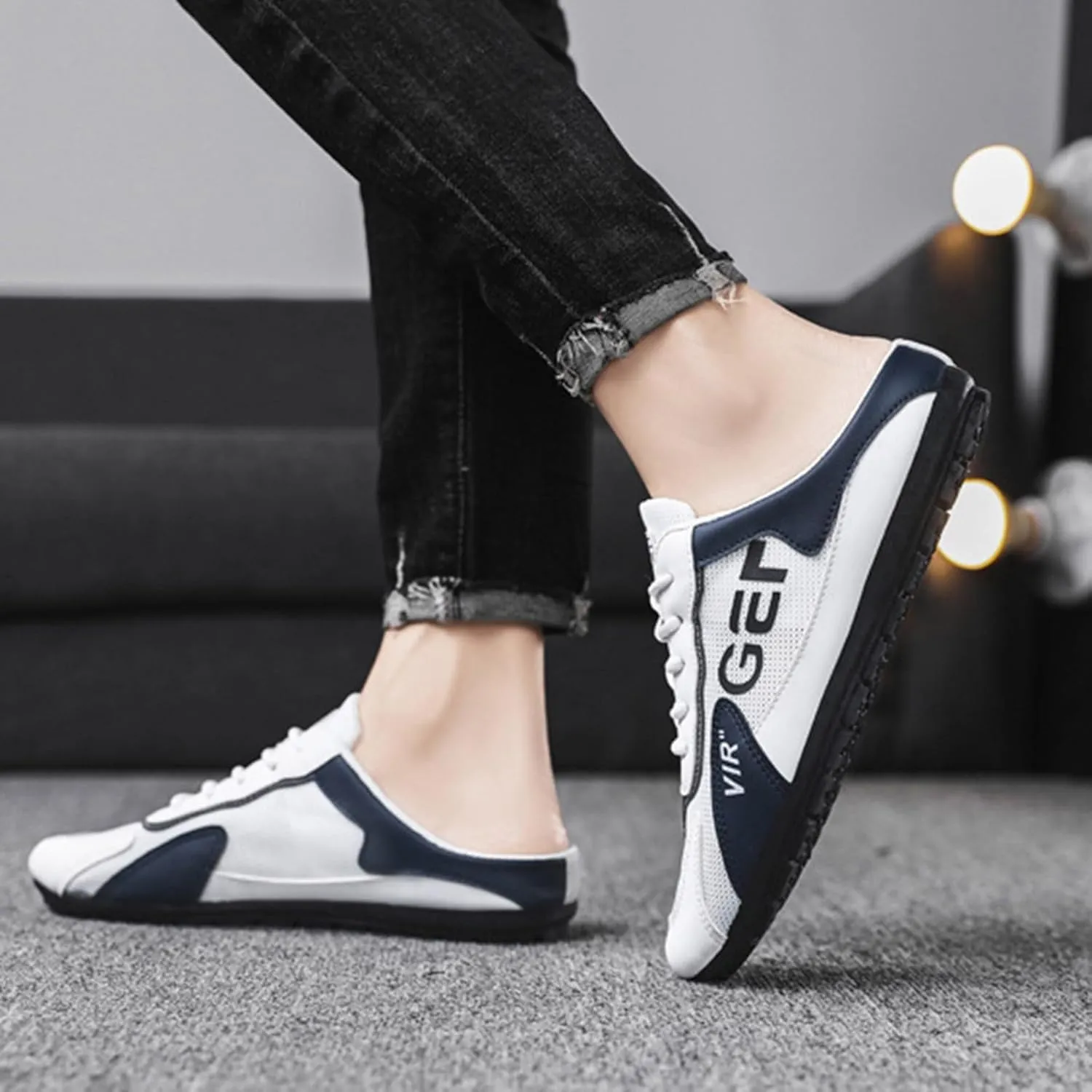 Mens Slip On Spring New Men's Shoes Korean Trendy All Casual Shoes Lazy Half Slip On Toe Men