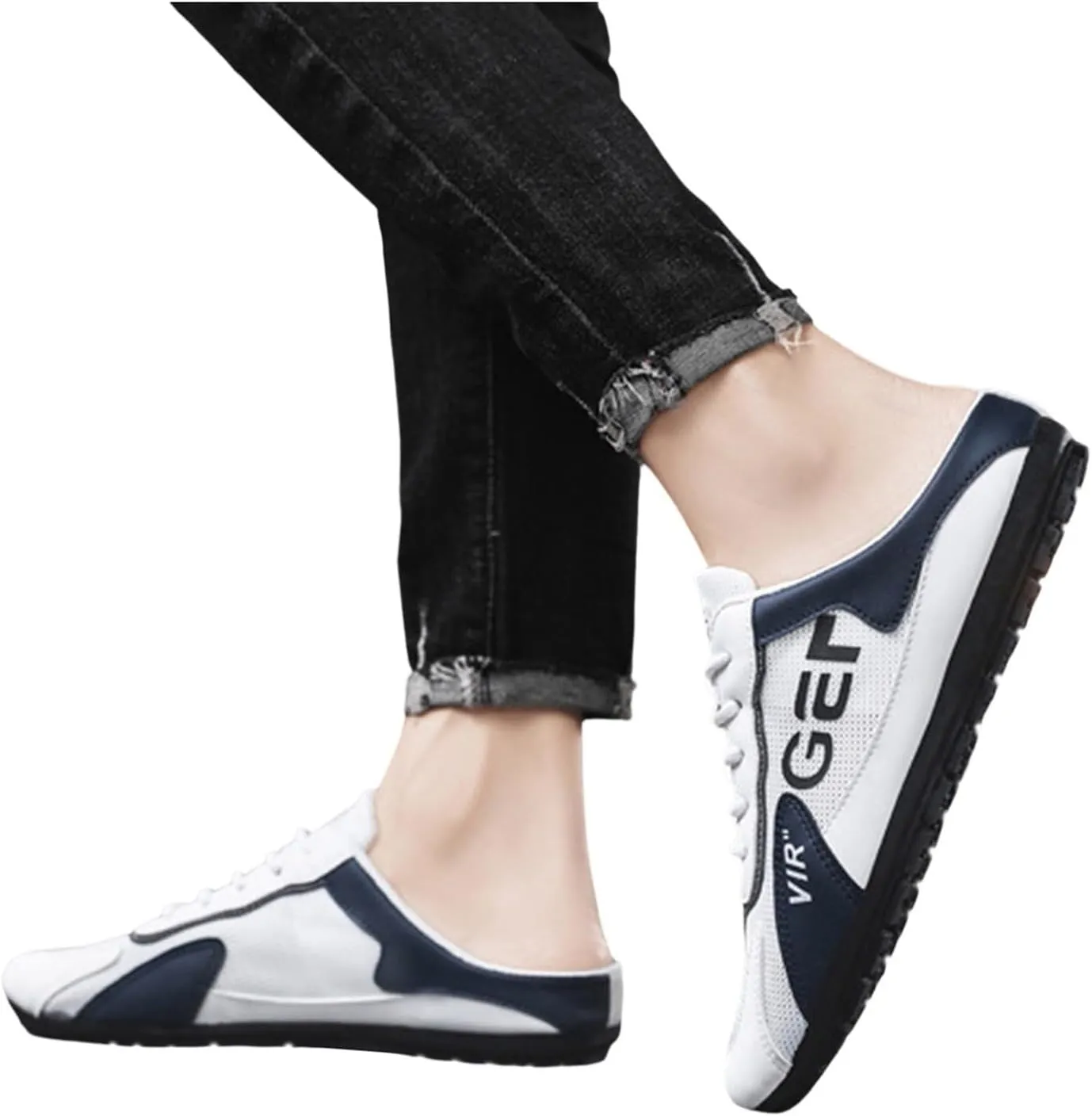Mens Slip On Spring New Men's Shoes Korean Trendy All Casual Shoes Lazy Half Slip On Toe Men