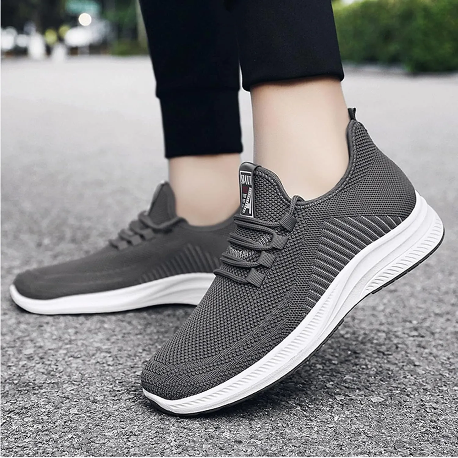 Men's Sneakers Mens Black Sneakers Breathable Mesh Fashion Wide Toe Box Sneaker Lightweight Breathable Mesh Slide Shoe Work Shoes Men Shoe