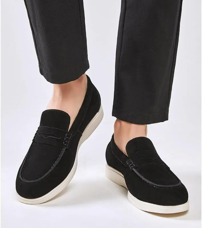 Mens Suede Loafers Casual Lightweight Soft Non Slip Walking Shoes
