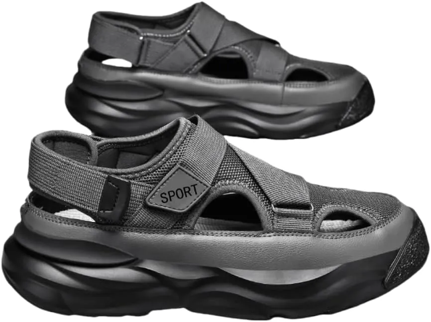 Men's Trendy Close Toe Breathable Sandals, Comfy Non Slip Durable Beach Water Shoes for Men's Outdoor Activities, Summer
