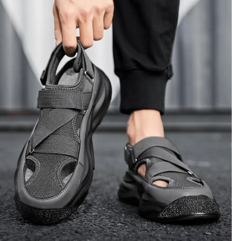Men's Trendy Close Toe Breathable Sandals, Comfy Non Slip Durable Beach Water Shoes for Men's Outdoor Activities, Summer