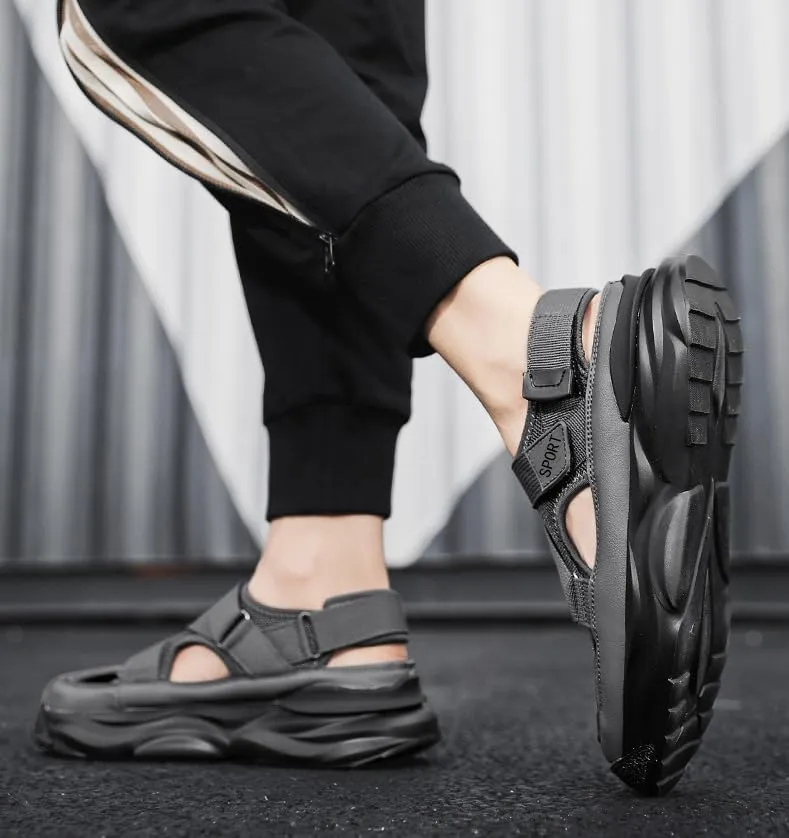 Men's Trendy Close Toe Breathable Sandals, Comfy Non Slip Durable Beach Water Shoes for Men's Outdoor Activities, Summer