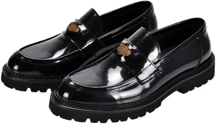 Men's Vintage Flower Dress Loafers Slip On Shoes Fashion Slip-On Leather Shoes Lightweight Comfortable Thick-Soled Formal Shoes