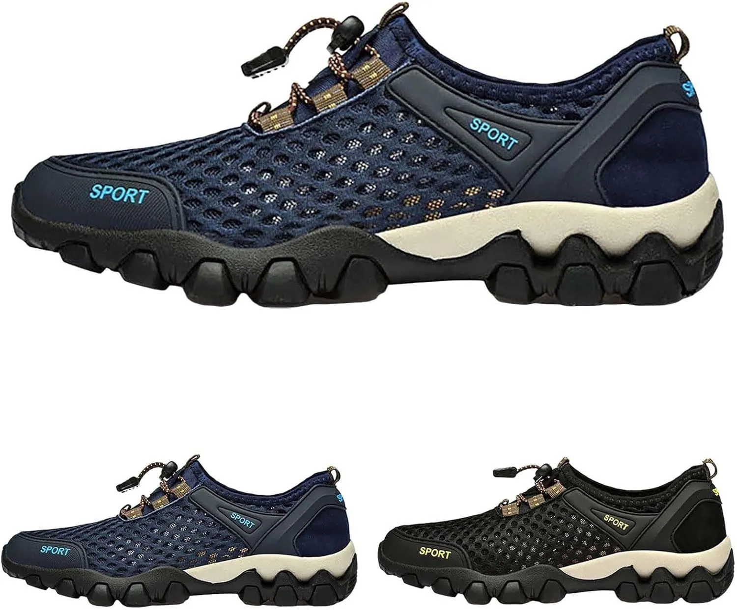 Men's Wading Summer Beach Shoes Skeleton Mesh Breathable Casual Fashion Simple Skateboard Shoes for Autumn