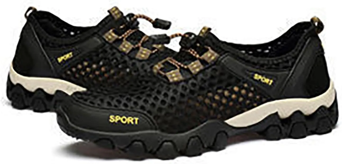 Men's Wading Summer Beach Shoes Skeleton Mesh Breathable Casual Fashion Simple Skateboard Shoes for Autumn