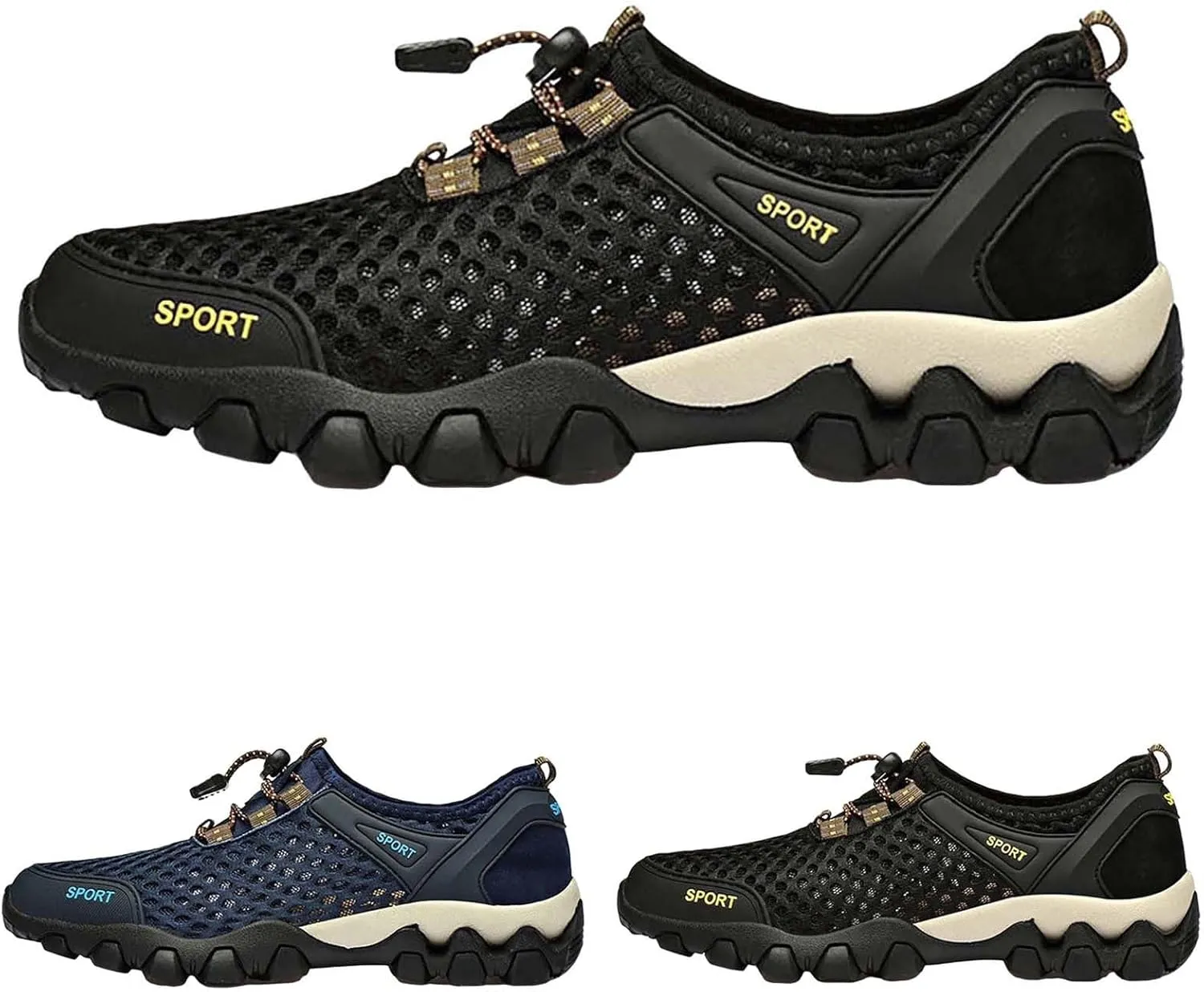 Men's Wading Summer Beach Shoes Skeleton Mesh Breathable Casual Fashion Simple Skateboard Shoes for Autumn