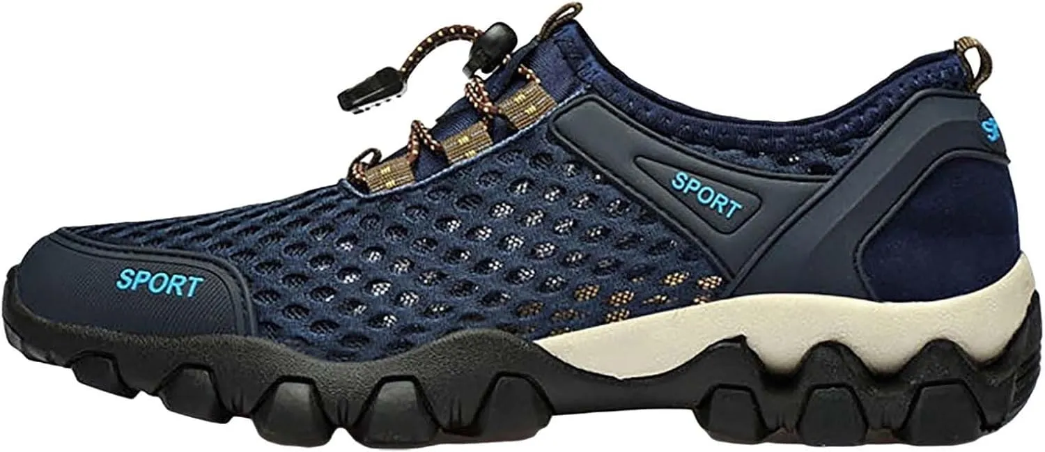 Men's Wading Summer Beach Shoes Skeleton Mesh Breathable Casual Fashion Simple Skateboard Shoes for Autumn