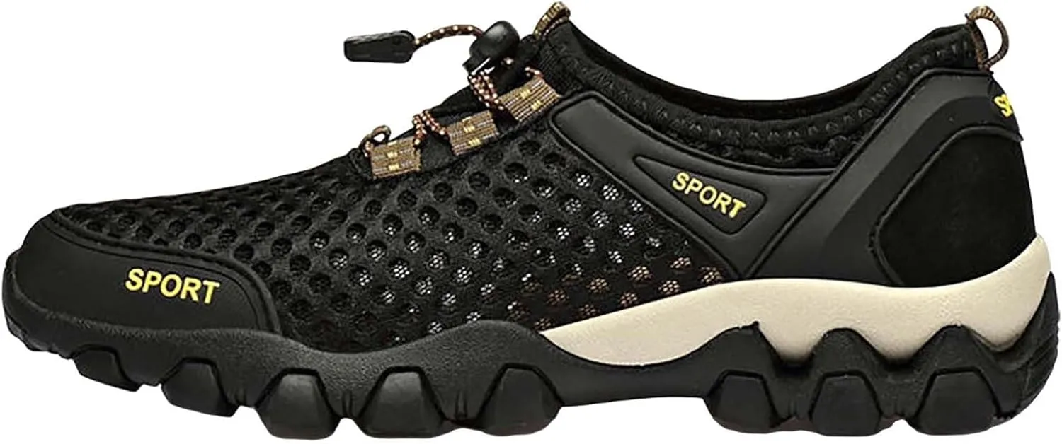 Men's Wading Summer Beach Shoes Skeleton Mesh Breathable Casual Fashion Simple Skateboard Shoes for Autumn