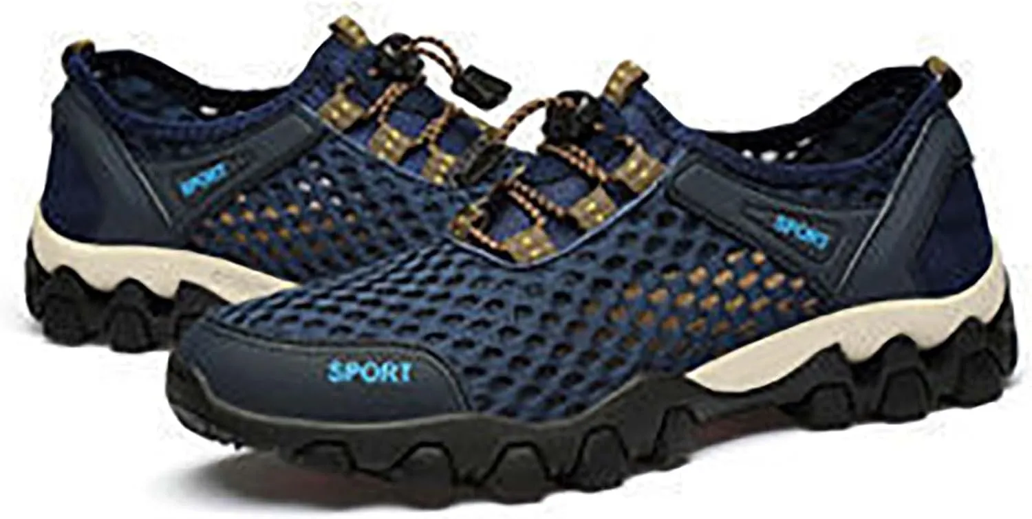 Men's Wading Summer Beach Shoes Skeleton Mesh Breathable Casual Fashion Simple Skateboard Shoes for Autumn